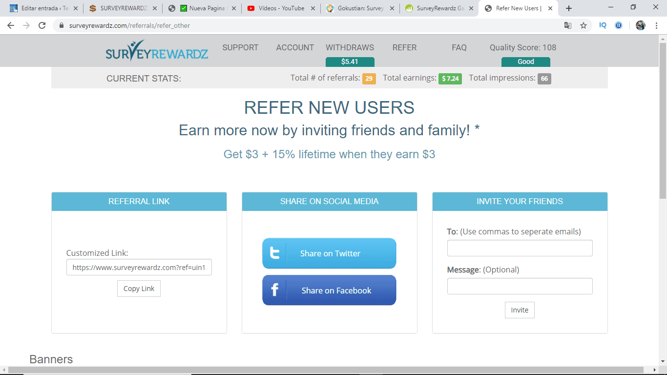 surveyrewardz sistema de referidos