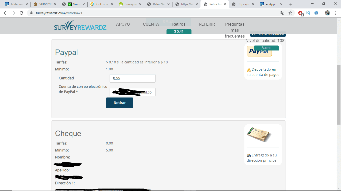 como cobrar en surveyrewardz