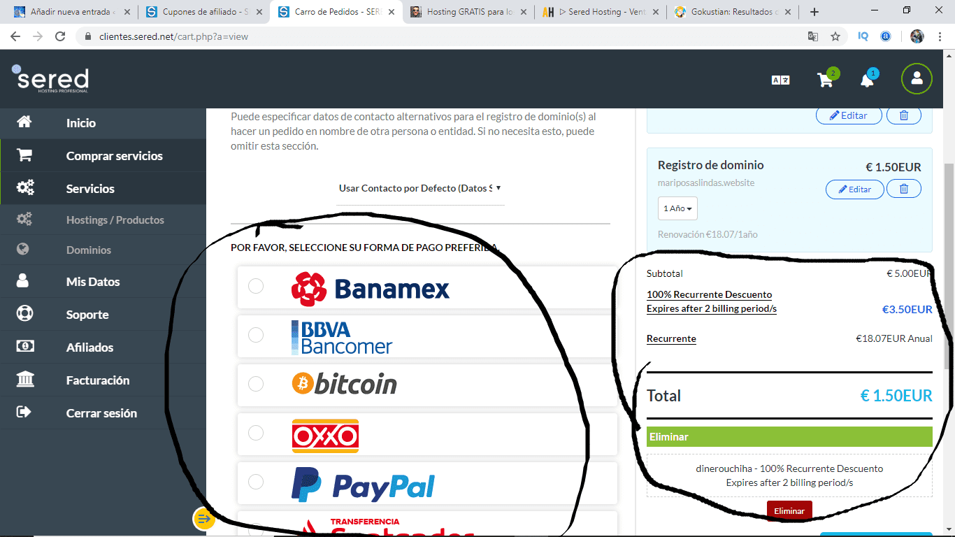 sered como comprar hosting y dominios 