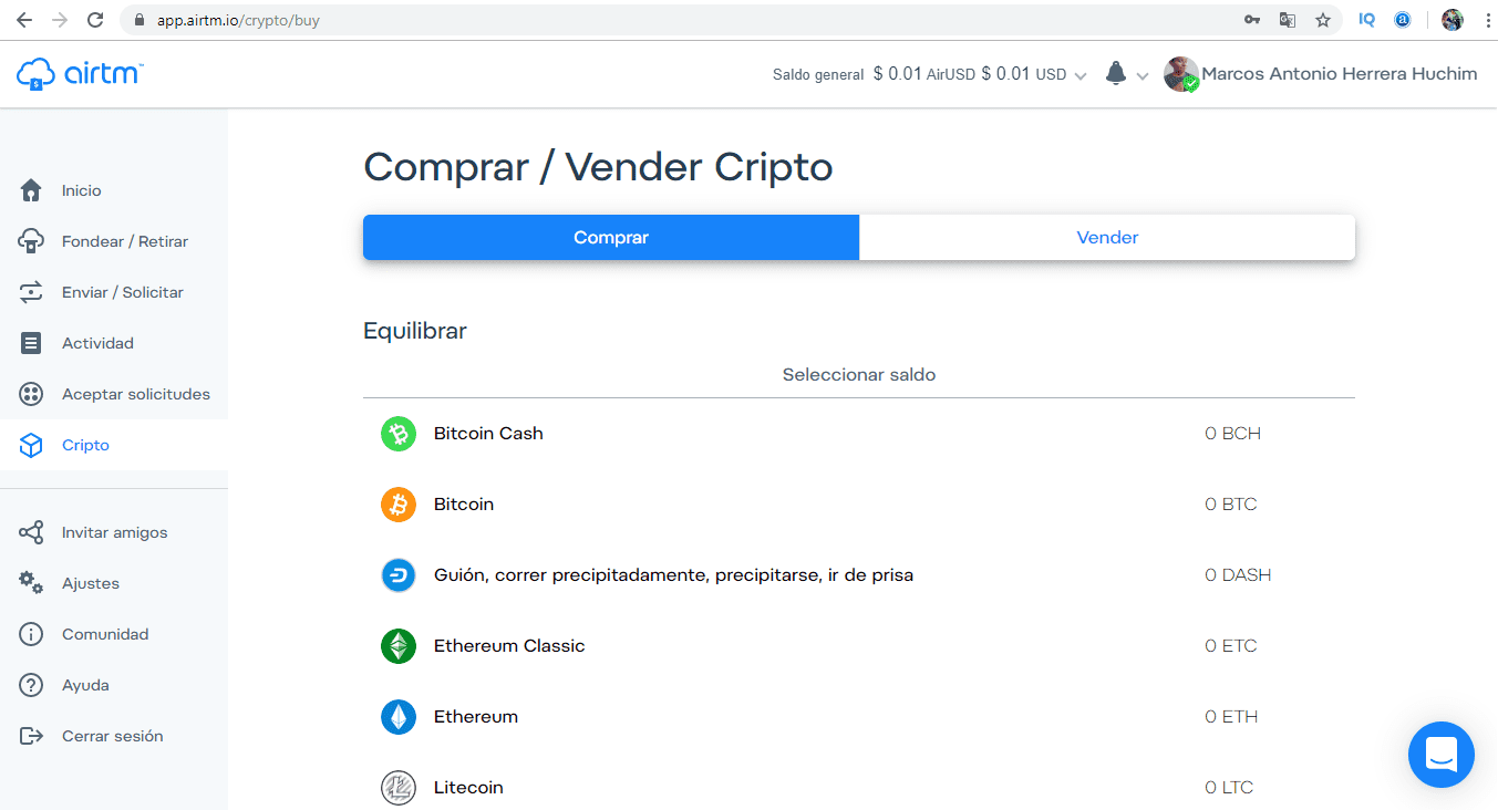 airtm comprar y vender cripto