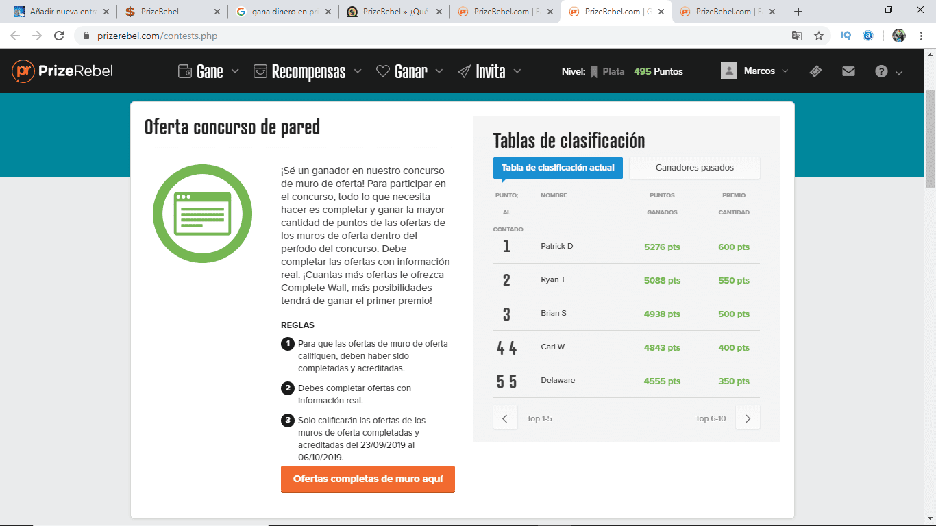 prizerebel oferta concursos gana dinero