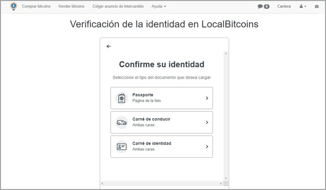 LocalBitcoins verificacion