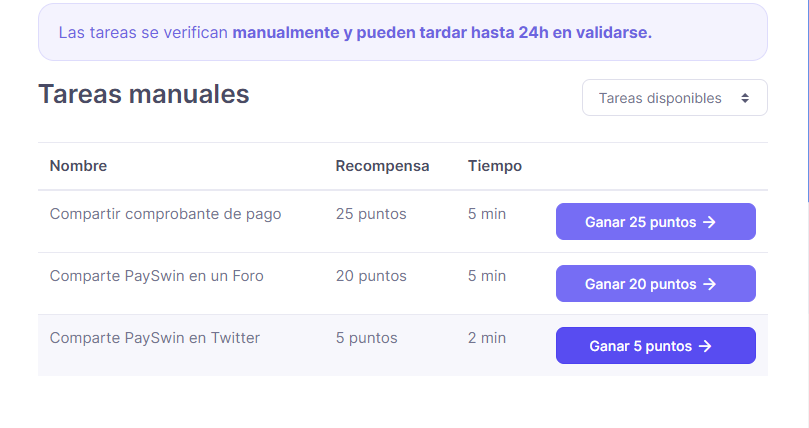 payswin Tareas manuales