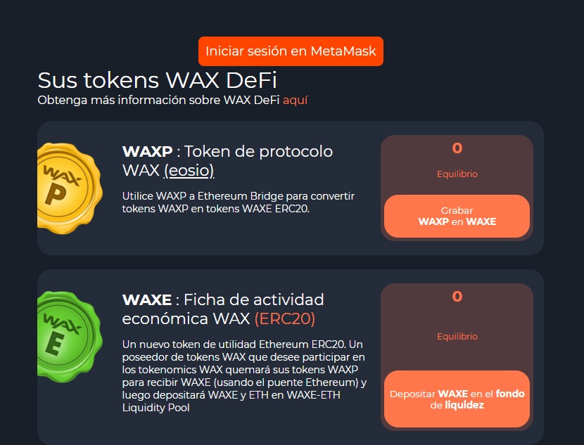 defi tokens wax