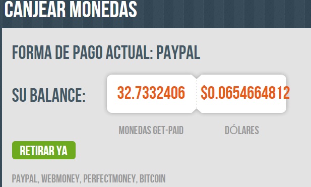 get paid retirar monedas