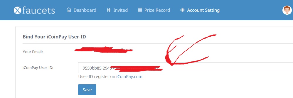 xfaucets icoinpay user id pegar