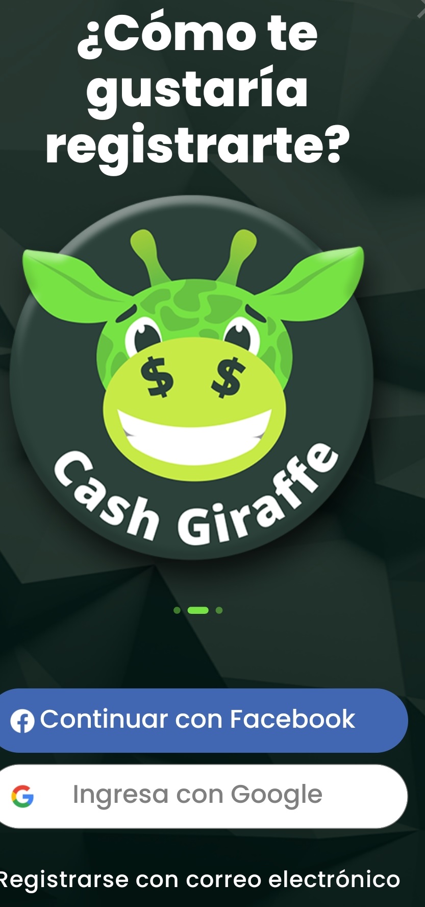 cash giraffe como registrarse