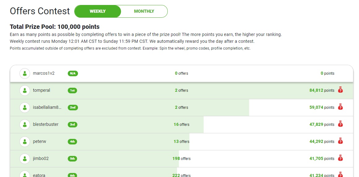 lootup.me ganar dinero concurso semanal y mensual